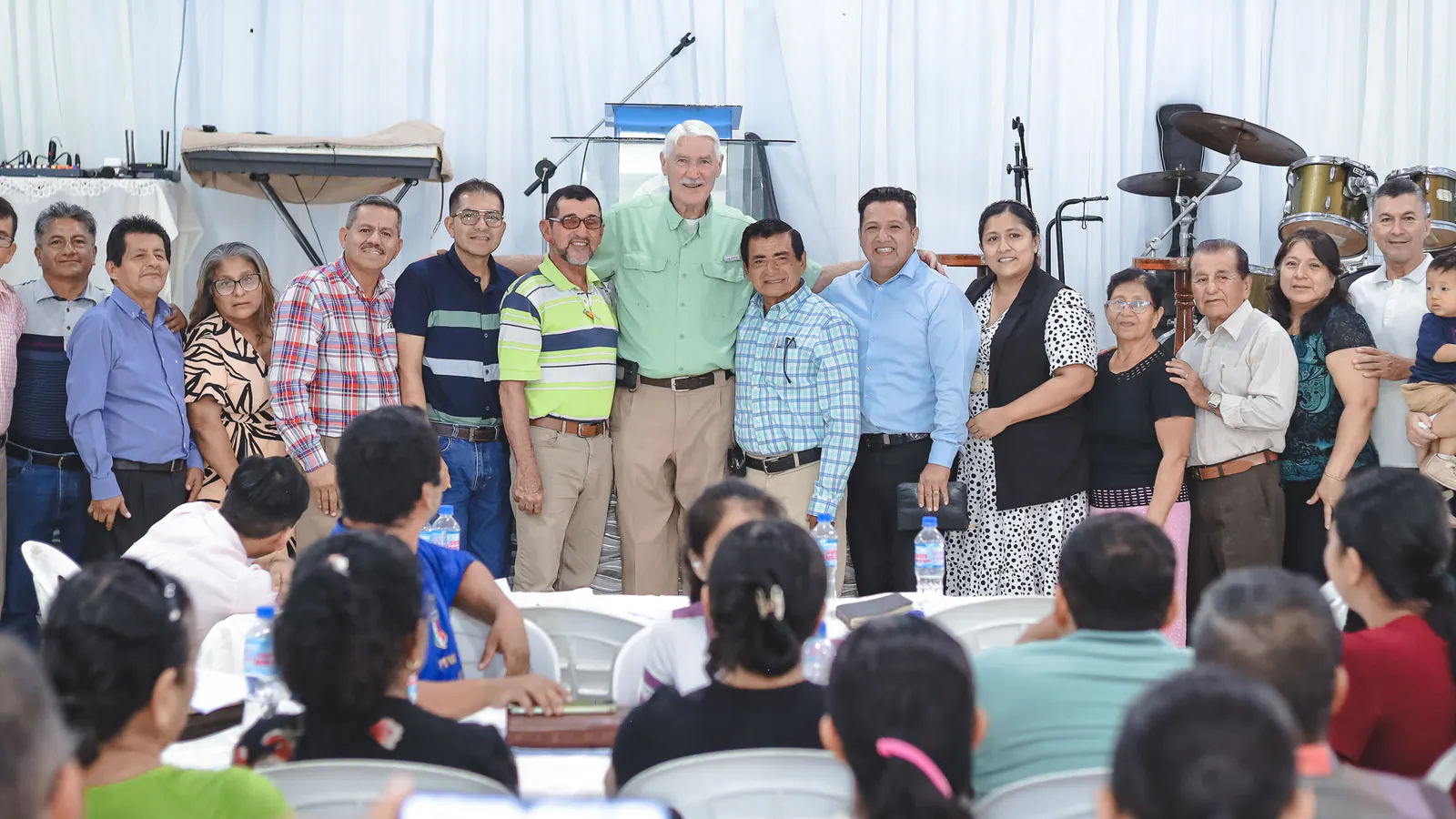 Pastors and ministry participants gathered together after a training event in Ecuador.